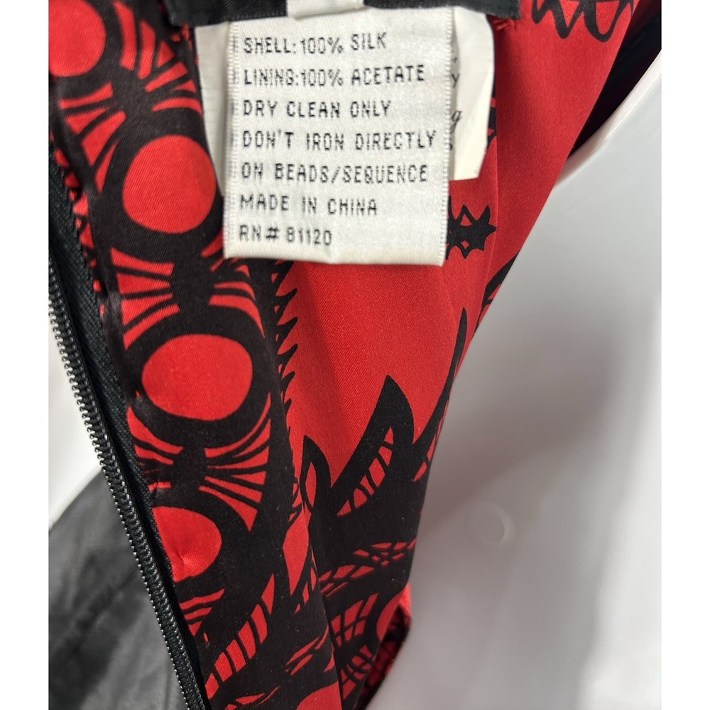 Vintage Red Black Gothic Corset Top Dress‎ Y2K Silk Witchy Vamp Prom Hoco Size 4 - Picture 9 of 16